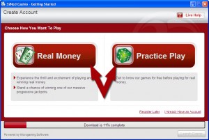 Real Money vs Fun account sample screenshot